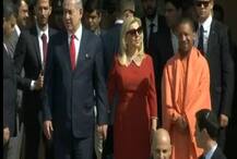 પત્ની સાથે તાજ મહેલ જોવા પહોંચ્યા નેતન્યાહૂ, યોગી આદિત્યનાથ પણ છે સાથે