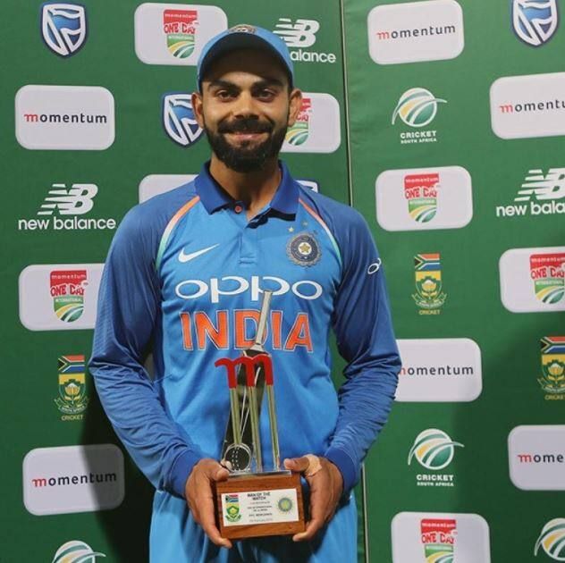 મેચમાં 160 રન બનાવનારા ભારતીય કેપ્ટન કોહલીને મેન ઓફ ધ મેચ જાહેર કરવામાં આવ્યો હતો.