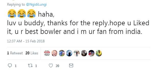 21 વર્ષીય લુંગી એન્ડીગી ચાર વનડે મેચ રમી ચૂક્યા છે પણ આ વીડિયો શેર કર્યા બાદ તેનું નામ પણ ખુબ વાયરલ થઇ રહ્યું છે.