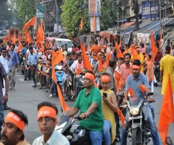 BJP Supperers part in Bike Rally and celebrates the Ramnabami on March 25,2018 in Kolkata,Photo by Debajyoti Chakraborty,Kolkata