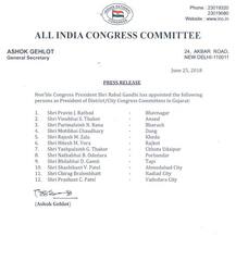 કોંગ્રેસે સંગઠનમાં કરી મોટા પાયે નિમણૂંક, કોને ક્યા જિલ્લાના બનાવાયા પ્રમુખ, જાણો વિગતે