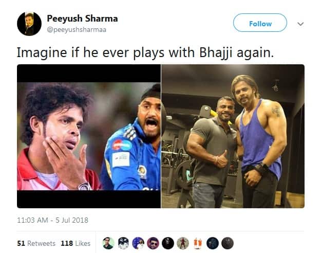  શ્રીસંતની બોડી જોઈને લોકોને વર્ષ 2008માં થયેલા સ્લેપગેટ કાંડ (થપ્પડ કાંડ) ચર્ચામાં આવ્યો છે. આઈપીએલની પહેલી સીઝનમાં મુંબઈ ઈન્ડિયન્સના ખેલાડી હરભજન સિંહે કિંગ્સ ઈલેનવ પંજાબના ખેલાડી એસ. શ્રીસંતને થપ્પડ મારી દીધી હતી. થોડા સમય પછી આ મુદ્દે બંને વચ્ચે સમાધાન થઈ ગયું હતું.