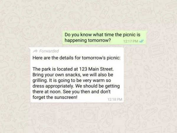  વૉટ્સએપે પોતાની પૉસ્ટમાં ખુલાસો કર્યો છે કે યૂઝર હવે આસાનીથી આ વાતને જાણી શકશે કે તેના સંબંધીએ મેસેજને જાતે ક્રિએટ કર્યો છે કે પછી મેસેજ ફોર્વર્ડેડ છે. 