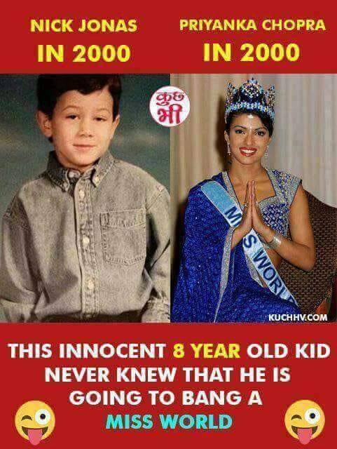 આ વાઈરલ તસવીરમાં જોવા મળે છે કે, પ્રિયંકા 2000માં જ્યારે મિસ વર્લ્ડ બની ત્યારે નિક જોનસ કેવો દેખાતો હતો. આ સાથે એવી પણ કેપ્શન આપવામાં આવી છે કે ત્યારે આ બાળકને નહોતી ખબર કે એક દિવસ તે પૂર્વ મિસ વર્લ્ડને ડેટ કરશે. પ્રિયંકા અત્યારે 36 વર્ષની છે જ્યારે નિક 25 વર્ષન તેમની વચ્ચે 11 વર્ષનું અંતર છે.