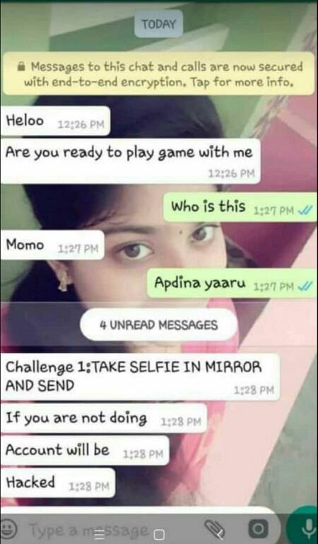 વિદેશોમાં જ ચાલતી ચેલેન્જ વડોદરામાં રહેતી યુવતી સુધી પહોંચી હતી. કુટુંબીજનોની સતર્કતાને કારણે યુવતી ‘મોમો ચેલેન્જ’નો શિકાર થતાં બચી ગઈ હતી. 