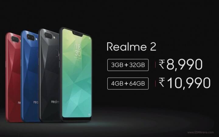  3GB રેમનાં વેરિએન્ટની કિંમત 8990 રૂપિયા છે. જ્યારે, 4જીબી રેમવાળા વોરિએન્ટની કિંમત 10990 રૂપિયા છે. ડાયમંડ બ્લેક, ડાયમંડ રેડ કલરવાળો Realme2નું વેચાણ 4 સપ્ટેમ્બર બપોરે 12 કલાકથી શરૂ થશે. જ્યારે ડાયમંડ બ્લૂ કલરવાળો Realme 2 ઓક્ટોબરમાં ઉપલબ્ધ થશે. આ ફોન ફ્લિપકાર્ટ પર ઉબલબ્ધ થશે. કંપનીનો દાવો છે કે, આ 10000 રૂપિયાથી ઓછી કિંમતવાળો પહેલો હેંડસેટ છે, જેમાં નોચ છે. જો તમે આ ફોન ખરીદવા માટે એચડીએફસી બેંકનું ક્રેડિટ અને ડેબિટ કાર્ડનો ઉપયોગ કરશો તો તમને 750 રૂપિયાની છૂટ મળશે. જ્યારે રિલાયન્સ જીયો પોતાના ગ્રાહકોને આ ફોન ખરીદવા પર 4200 રૂપિયાનો ફાયદો અને 120 જીબી ડેટા ફ્રી આપી રહ્યું છે.