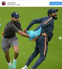 પ્રેક્ટિસ સેશનનમાં રવિન્દ્ર જાડેજા સાથે મસ્તી કરતો જોવા મળ્યો વિરાટ કોહલી, તસવીર વાયરલ