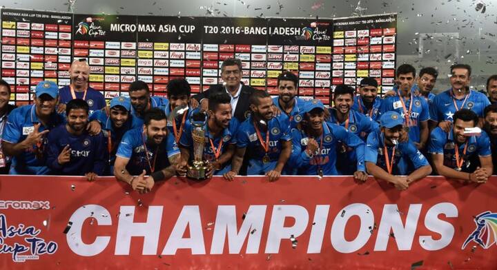 ભારત 2016માં યજમાન બાંગ્લાદેશને હરાવીને એશિયા કપ ક્રિકેટ ટી-20 જીત્યો હતો. ભારત અત્યાર સુધીમાં સર્વાધિક 6 વખત એશિયા કર ચેમ્પિયન બન્યું છે. 1984થી શરૂ થયેલી આ ટુર્નામેન્ટમાં શ્રીલંકા વખત વિજયી બન્યું છે, જ્યારે પાકિસ્તાન બે વખત વિજેતા બન્યું છે.