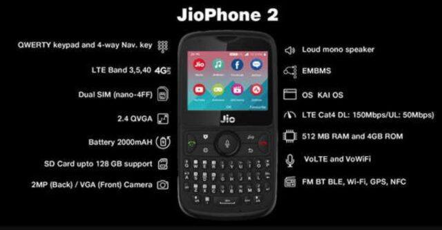 Jio Phone 2ને 2999 રૂપિયામાં ખરીદી શકાશે. નવા Jio Phone 2માં હોરિઝોન્ટલ સ્ક્રીન વ્યૂંગ એક્સપીરિયન્સ મળશે. આ ફુલ ક્વાર્ટી કીપેડ સાથે આવે છે. નવો Jio Phone 2 ડ્યૂઅલ સિમ સપોર્ટ કરે છે. આ ફોનમાં એક લાઉડ મોનો સ્પીકર મળશે. 