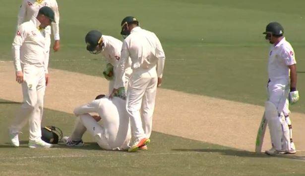 નાથન લાયનની ઓવરમાં પાકિસ્તાની બેટ્સમેન આબિદ અલીએ જોરદાર શોટ માર્યો હતો. જે લેગ સાઇડમાં ફિલ્ડિંગ કરતાં રેનશોના હેલમેટ પર વાગ્યો હતો. આ પછી રેનશોએ તેનું હેલ્મેટ ઉતાર્યું અને માથું પકડીને મેદાન પર જ બેસી ગયો. ઘટના પછી આસપાસના ખેલાડીઓ તેની પાસે દોડી આવ્યા અને મદદ કરી.