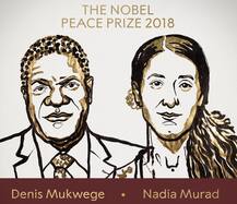 કૉંગોના ડૉ. ડેનિસ મુકવેગે અને ઇરાકની નાદિયા મુરાદને 2018નો શાંતિનો નોબલ પુરસ્કાર