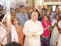 અમિત શાહે માણસામાં કુળદેવીની ઉતારી આરતી, સાથે કોણ-કોણ રહ્યું હાજર