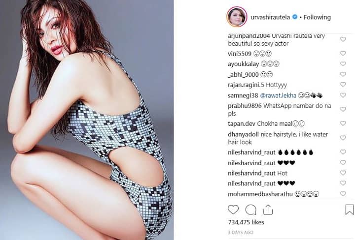 ઉર્વશીએ આ તસવીર ઈન્સ્ટાગ્રામ પર શેર કર્યા બાદ ફેન્સ તેના ખૂબ જ વખાણ કરી રહ્યા છે. એક ફેન્સે આ તસવીર જોઈ ઉર્વશી રૌતેલાનો વોટ્સએપ નંબર પણ માંગ્યો હતો. 