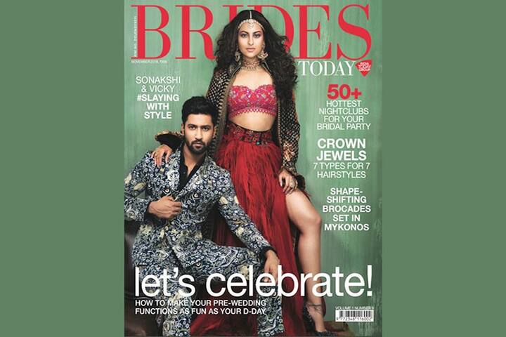 બ્રાઈડ્સ મેગેઝિનના કવરપેજ પર સોનાક્ષી અને વિકી કૌશલ.