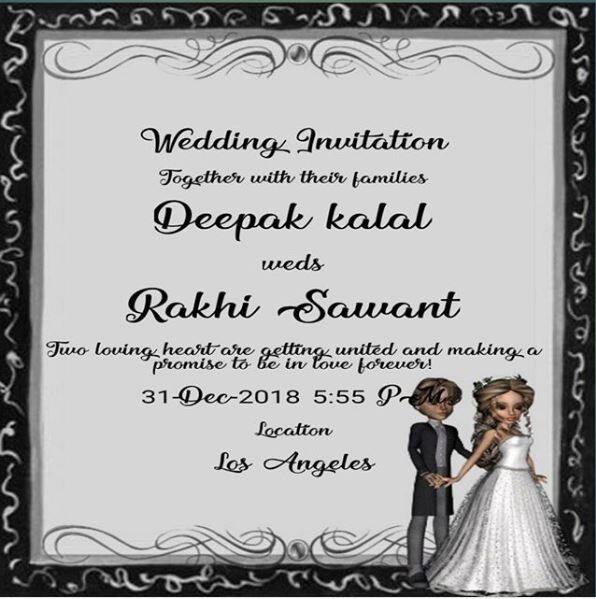  રાખી સાવંતે જાહેરાત કરી છે કે સોશિયલ મીડિયા પર ચર્ચિત દીપક કલાલ સાથે આ વર્ષે 31 ડિસેમ્બરે લગ્ન કરવા જઈ રહી છે. રાખી પોતાના લગ્ન એન્જલિસમાં કરશે.