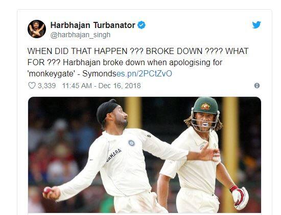 હરભજન સિંહે કરેલા ટ્વિટનો સ્ક્રીનશોટ.