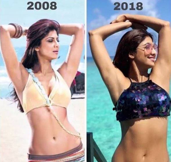 હાલમાં જ શિલ્પાએ #10yearchallenge માં ભાગ લેતા પોતાની 10 વર્ષ જૂની તસવીર શેર કરી હતી. આ તસવીર જોઈને કહી શકાય છે કે બોલીવૂડ એક્ટ્રેસ શિલ્પા શેટ્ટી કેટલી ફિટ રહે છે. 
