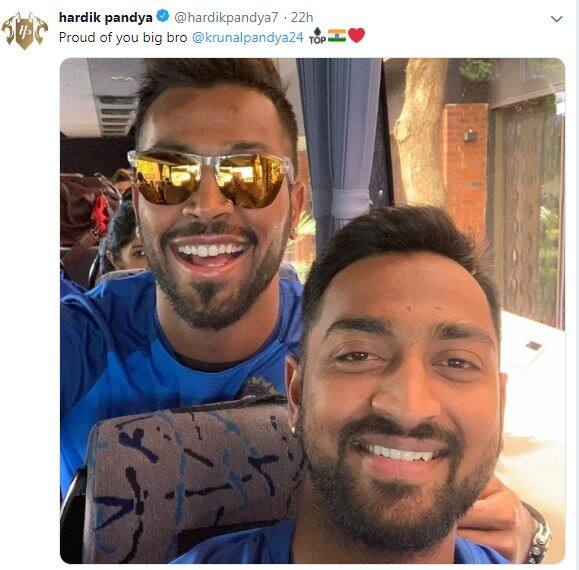 હાર્દિક પંડ્યાએ કરેલા ટ્વિટનો સ્ક્રીનશોટ.