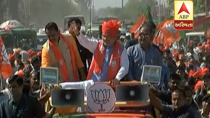 Today, BJP president and Gandhinagar candidate Amit Shah's Mega road show in Ahmedabad અમિત શાહે અમદાવાદથી ચૂંટણી પ્રચારની કરી શરૂઆત, કર્યો  મેગા રોડ શો