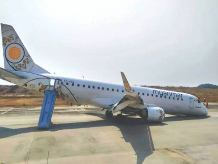 Myanmar pilot lands plane on its nose after landing gear failure પાયલોટે કરાવ્યું મ્યાનમાર એરલાઈન્સનું જબરદસ્ત લેન્ડિંગ, વીડિયો જોઈને ભલભલાનો જીવ અદ્ધર થઈ જશે