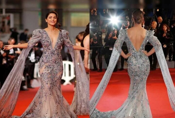 રેડ કાર્પેટ પર હિના શિમરી ગાઉનમાં ખૂબ સુંદર લાગતી હતી.