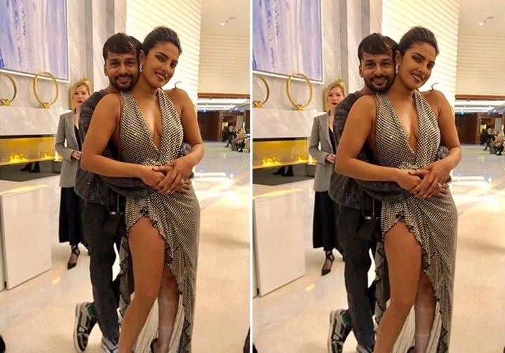 Priyanka posed with stylist Sanjay Kumar at the Cannes Film Festival 2019 અભિનેત્રી પ્રિયંકા ચોપરાને પાછળથી પકડનાર આ યુવક કોણ છે? જાણો આ યુવકનું નામ
