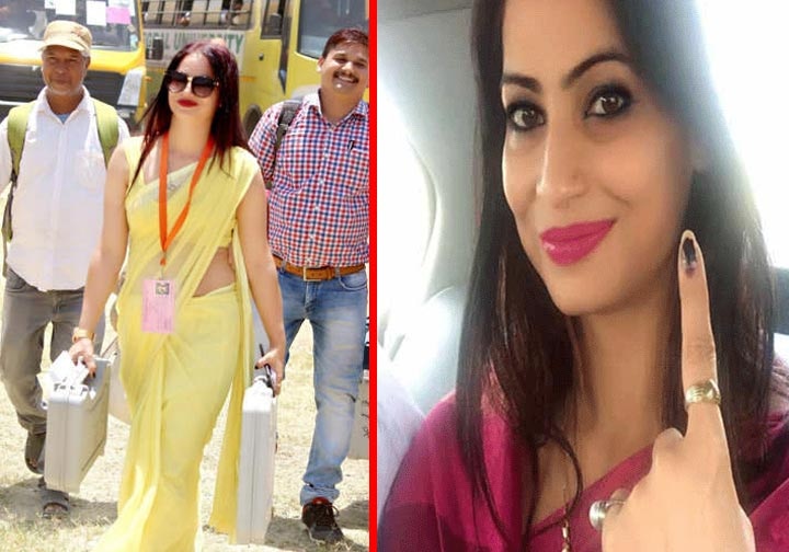 Yellow saree fame Uttar Pradesh poll official Reena Dwivedi casts vote પીળી સાડીવાળી મહિલા અધિકારીએ કઈ જગ્યાએ કર્યું વોટિંગ, નવી તસવીરો આવી સામે