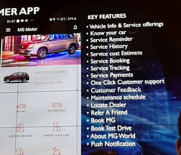 આઇસ્માર્ટ સિસ્ટમની વિશેષતા એ છે કે યૂઝર તેમના સ્માર્ટફોન પર કારનું રિયલ ટાઇમ અપડેટ પણ જોઈ શકે છે. ઉપરાંત યૂઝર મોબાઇલ પર ટાયર પ્રેશર, લાઇવ લોકેશન્સ પણ એક્સેસ કરી શકે છે. સ્માર્ટફોનથી કારના દરવાજાને લોક-અનલોક કરી શકાય છે. કારને સ્ટાર્ટ કે બંધ કરવાની સાથે ફોનથી એર કન્ડિશનિંગ સિસ્ટમને પણ શરૂ કરી શકાય છે. હેક્ટરની મોબાઇલ એપમાં સર્વિસ હિસ્ટ્રી પણ ચેક કરી શકાય છે.