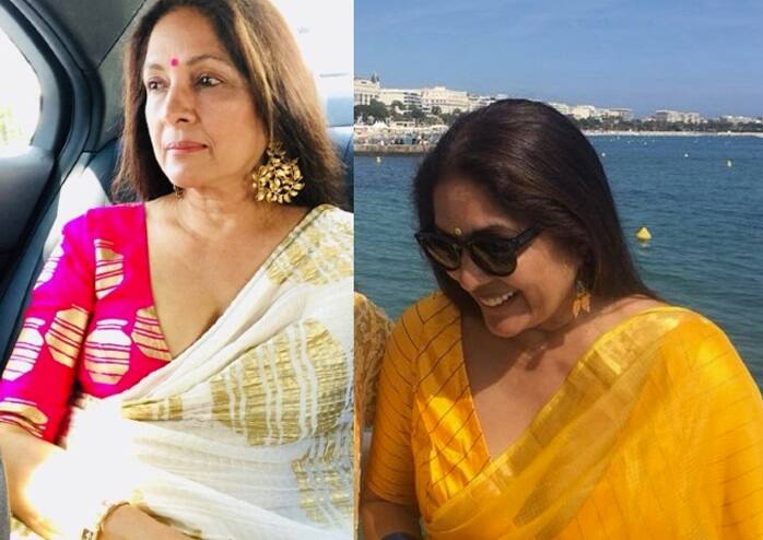 neena gupta walks into london bar in saree looking so hot see photos લંડનના બારમાં સાડી પહેરીને પહોંચી આ બોલિવૂડ એક્ટ્રેસ, યૂઝર્સે કરી આવી કોમેન્ટ....