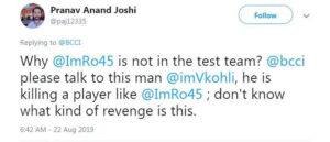 રોહિત શર્માને પહેલી ટેસ્ટમાંથી પડતો મુકાતાં લોકોએ આપી વિરાટ કોહલીને ગાળો, તસવીરોમાં જુઓ ફેન્સ શું બોલ્યા....