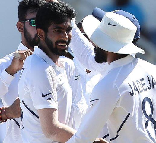 જસપ્રીત બુમરાહે વેસ્ટ ઇન્ડિઝમાં મચાવી ધમાલ, ટેસ્ટમાં હેટ્રિક લેનાર ત્રીજો ભારતીય બન્યો Jasprit Bumrah claims hat-trick to put India on top in second Test against West Indies જસપ્રીત બુમરાહે વેસ્ટ ઇન્ડિઝમાં મચાવી ધમાલ, ટેસ્ટમાં હેટ્રિક લેનાર ત્રીજો ભારતીય બન્યો