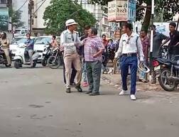 રાજકોટમાં વાહનચાલક સાથે ટ્રાફિક પોલીસની દાદાગીરી, જાણો સમગ્ર ઘટના