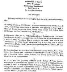 ગાંધીનગરઃ રાજ્યના 25 IPS અધિકારીઓની કરાઇ બદલી, જાણો કોને ક્યાં મુકાયા?