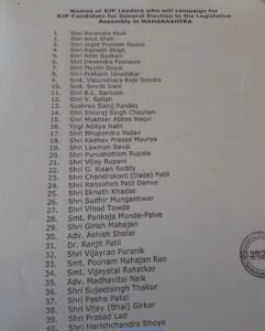 મહારાષ્ટ્ર: ભાજપે જાહેર કરી સ્ટાર પ્રચારકોની યાદી, મોદી-શાહ સહિત 40 નેતાઓના નામ સામેલ