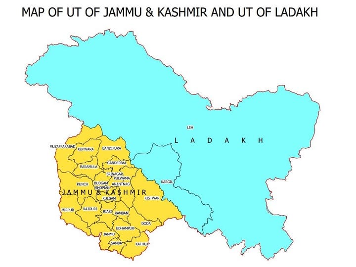 new maps of the Union Territory of Jammu and Kashmir & Union Territory of Ladakh સરકારે જમ્મુ કાશ્મીર અને લદ્દાખનો નવો નકશો જાહેર કર્યો, જમ્મુ કાશ્મીરમાં મુજફ્ફરાબાદને કર્યું સામેલ