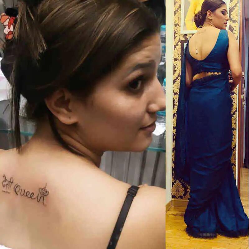 hot dancer sapna choudhary with tattoo in latest pic હૉટ ડાન્સર સપનાની પીઠ પર 'દેસી ક્વિન', ઇન્સ્ટા પર તસવીરો વાયરલ