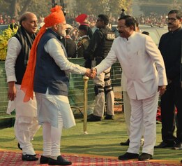 પ્રજાસત્તાક દિવસઃ PM મોદીએ બાંધ્યો કેસરી કલરનો 'બાંધણી'નો સાફો, જાળવી રાખી પરંપરા