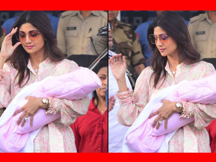 Actress Shilpa And Raj Kundra Spotted With Samisha For The First Time in Airport 23 દિવસ બાદ શિલ્પા શેટ્ટી પહેલીવાર પુત્રી સમિશા સાથે જોવા મળી, જાણો કેવો હતો અંદાજ