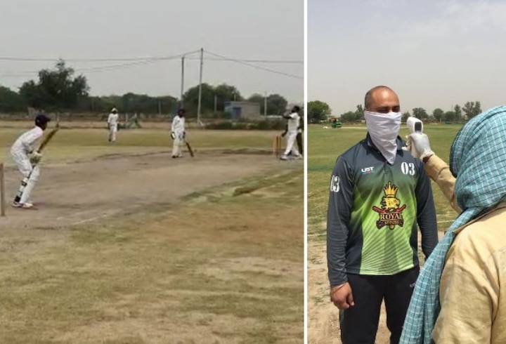 Cricket come back in Delhi club players uses sanitizers and wear mask દિલ્હીમાં થઈ ક્રિકેટની શરૂઆત, ખેલાડીઓ માસ્ક અને સેનિટાઇઝર લગાવીને રમ્યા મેચ