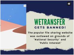 લોકપ્રિય ફાઈલ શેરિંગ વેબસાઈટ WeTransfer પર ભારતમાં પ્રતિબંધ