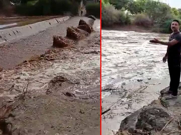 Heavy rainfall in Amreli on Friday સૌરાષ્ટ્રના આ જિલ્લામાં ધોધમાર વરસાદ પડતાં નદીમાં પુર આવ્યું, લોકો જોવા ઉમટી પડ્યાં