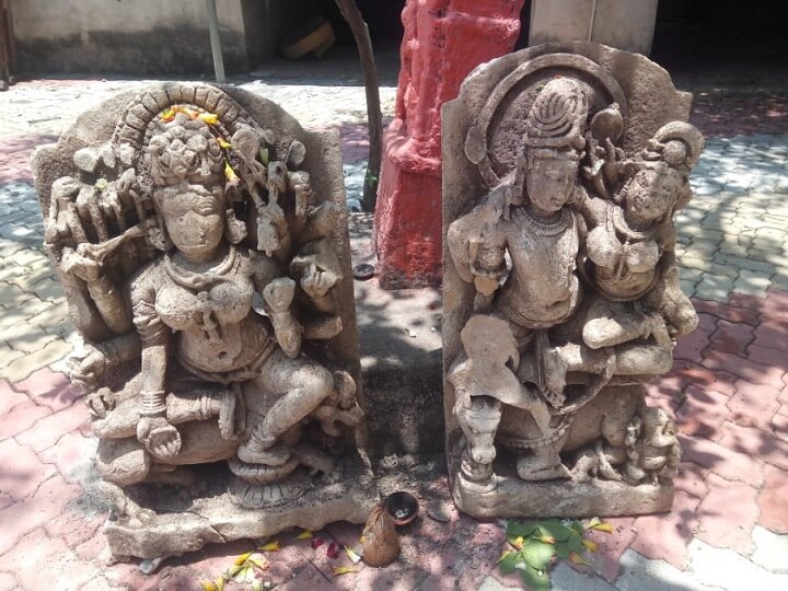 Two old statue of gods found in Maliya Hatina of Junagadh  જૂનાગઢઃ માળીયા હાટીનામાં ખોદકામ દરમિયાન મળી આવી 200 કિલો વજનની મૂર્તિ