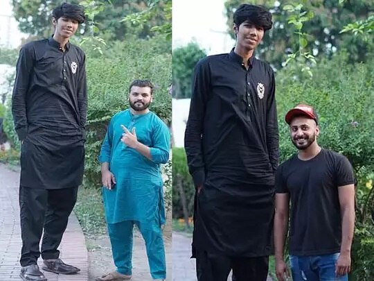 pakistani mudassir gujjar will become heighted cricketer in the world પાકિસ્તાનનો 18 વર્ષનો આ ફાસ્ટ બૉલર 7 ફૂટ 6 ઈંચ ઉંચાઈ સાથે છે દુનિયાનો સૌથી ઉંચો બોલર