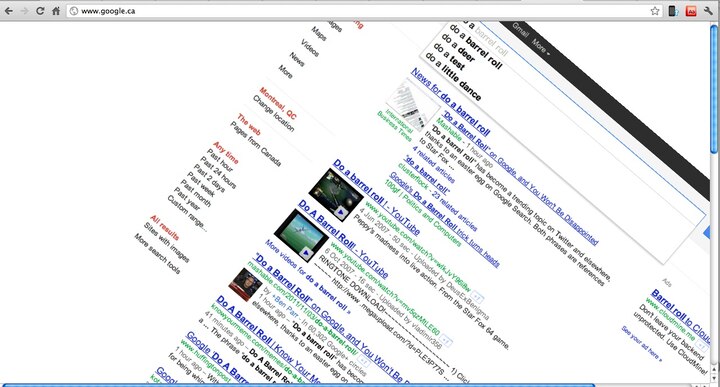 2- Barrel Roll- જ્યારે તમે સર્ચ કરતા કરતા બૉર થઇ જાઓ ત્યારે તમારે એકવાર Google પર do a barrel roll ટાઇપ કરવાનુ. હવે તમે જેવુ સર્ચ બટન પર ક્લિક કરશો તો Googleનુ પેજ ઓટોમેટિક બે વાર ઘૂમી જશે. તમે ઇચ્છો તો આને 2, 10, 20 અને 100 વાર પણ ઘૂમાવી શકો છો. આ એક મજેદાર ટ્રિક્સ છે.