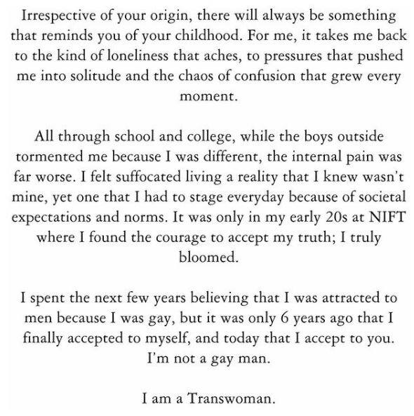 સાયશા ઉર્ફે સ્વપ્નિલ શિંદેએ લખેલી પોસ્ટ.