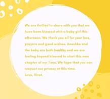 Anushka Sharma-Virat Kohli Baby Girl: Anushka Sharmaએ દીકરીને આપ્યો જન્મ, Virat Kohliએ ટ્વિટર પર શું લખ્યો એક સ્પેશ્યલ મેસેજ ?