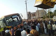 ધ્રાંગધ્રા હળવદ રોડ પર કાર પર ચઢી ગઈ ST બસ, કારનો કચ્ચરઘાણ વળી જતાં ચાર લોકોના થયા મોત