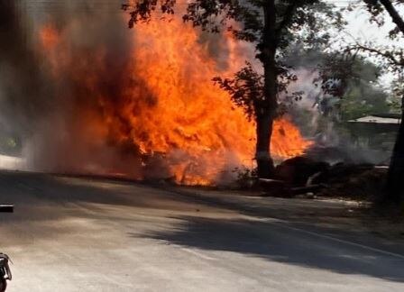 डॉक्टर दंपती ने बायड दाहगाम रोड पर दुर्घटना के बाद कार में आग लगा दी