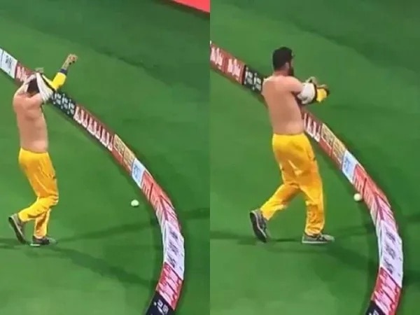 abu dhabi t10 league: rohan mustafa shirtless video viral મેદાન પર બની વિચિત્ર ઘટના, ફિલ્ડર જર્સી બદલવા રહ્યો ને બૉલ નીકળી ગયો બાઉન્ડ્રીની બહાર,