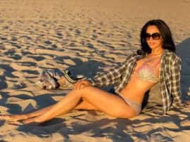 Mallika Sherawat Share bikini photo on her instagram account समंदर के किनारे बिकनी में सन-बाथ लेते नज़र आई मल्लिका शेरावत, वायरल हुआ ग्लैमरस अंदाज़